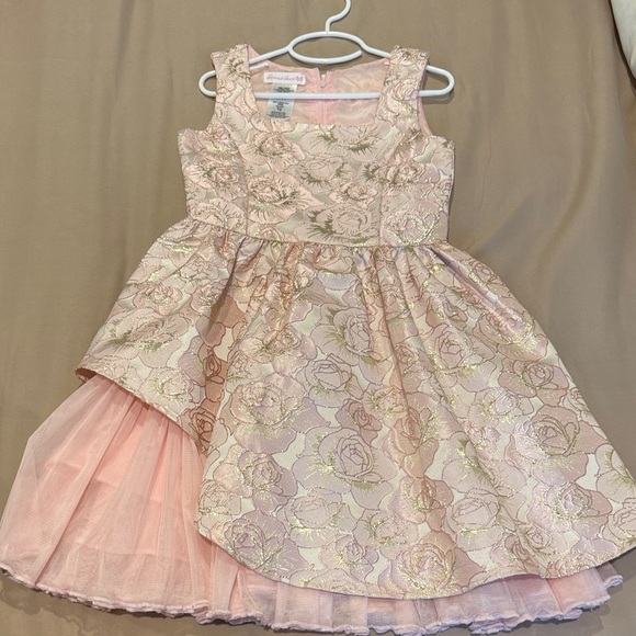 Bonnie Jean Pink and Gold Floral Formal Dress - Picture 1 of 1